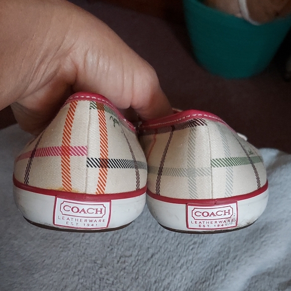 Coach Plaid Mary Jane Shoes - Pink and White - Picture 4 of 7